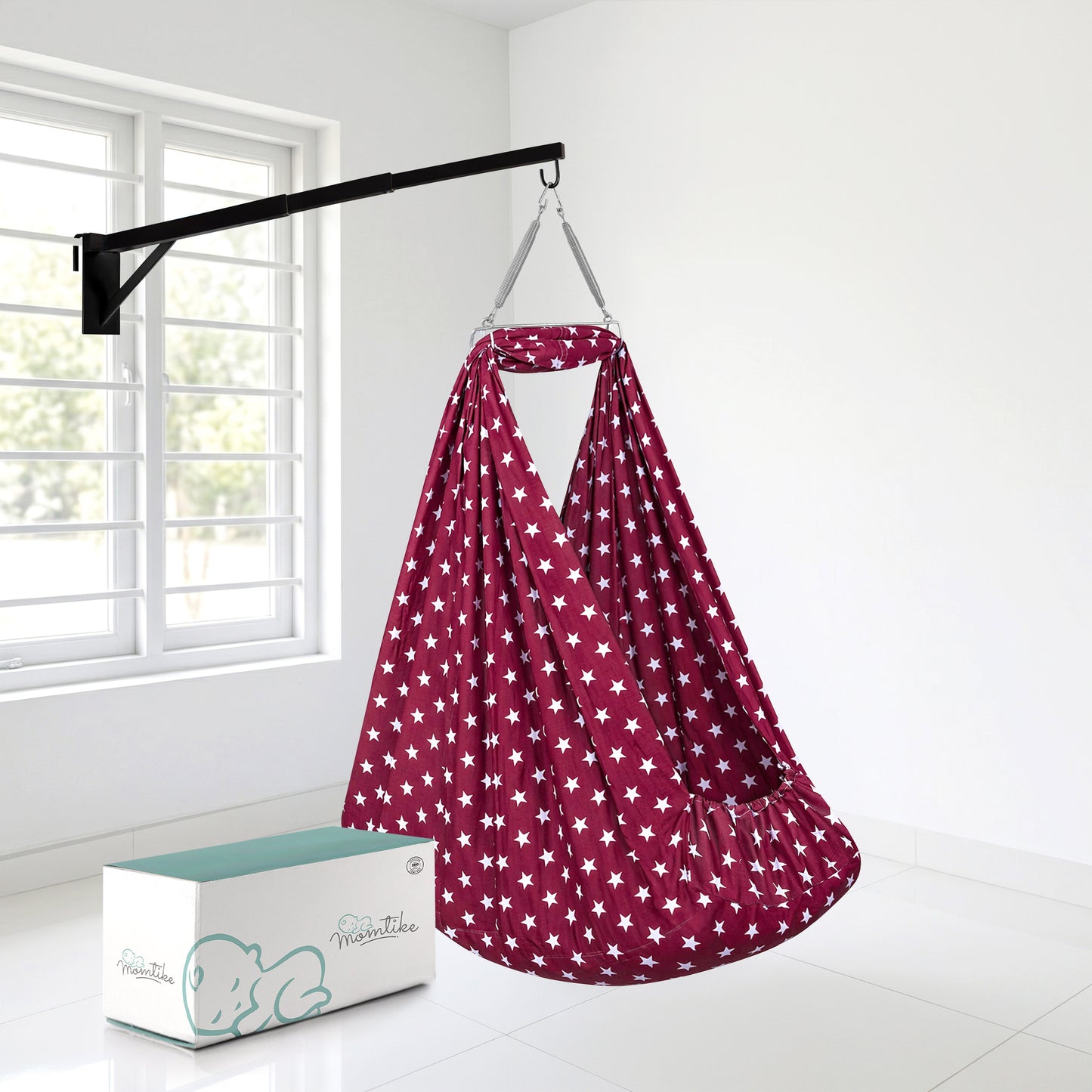 Momtike Pack of 6 Baby Bed Cradle | Full Set Maroon Star
