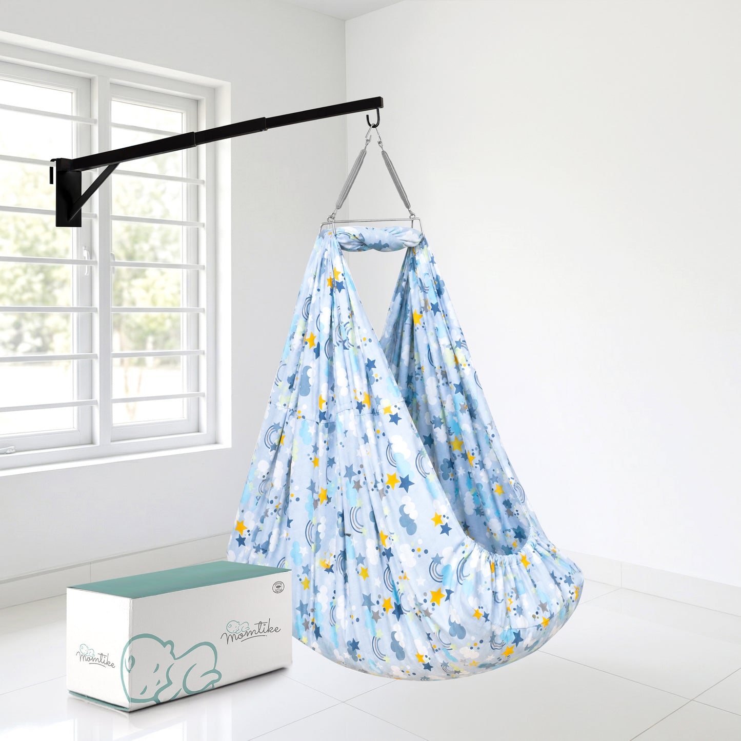 Momtike Pack of 5 Baby Bed Cradle | Full Set Sky Blue Print