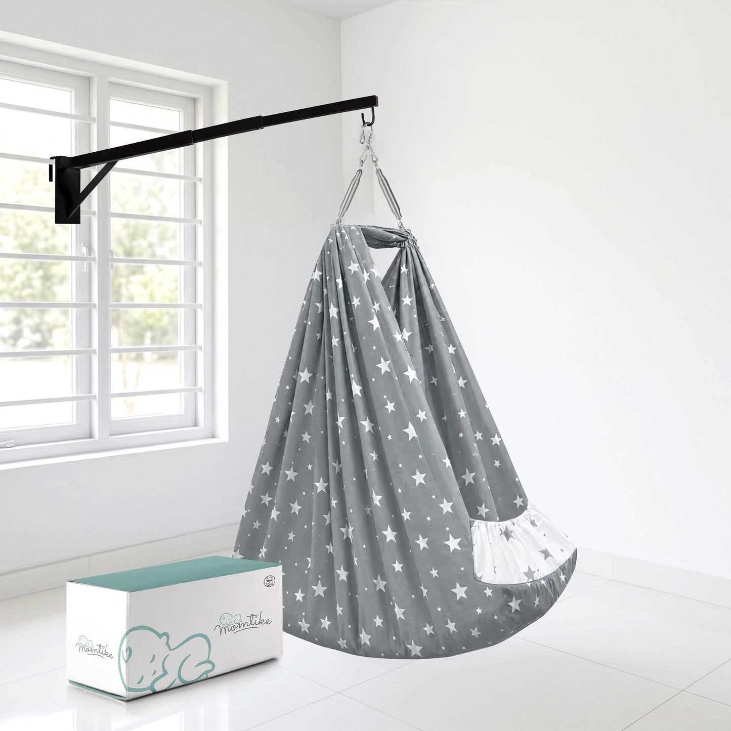 Momtike Pack of 6 Baby Bed Cradle | Full Set Grey Star