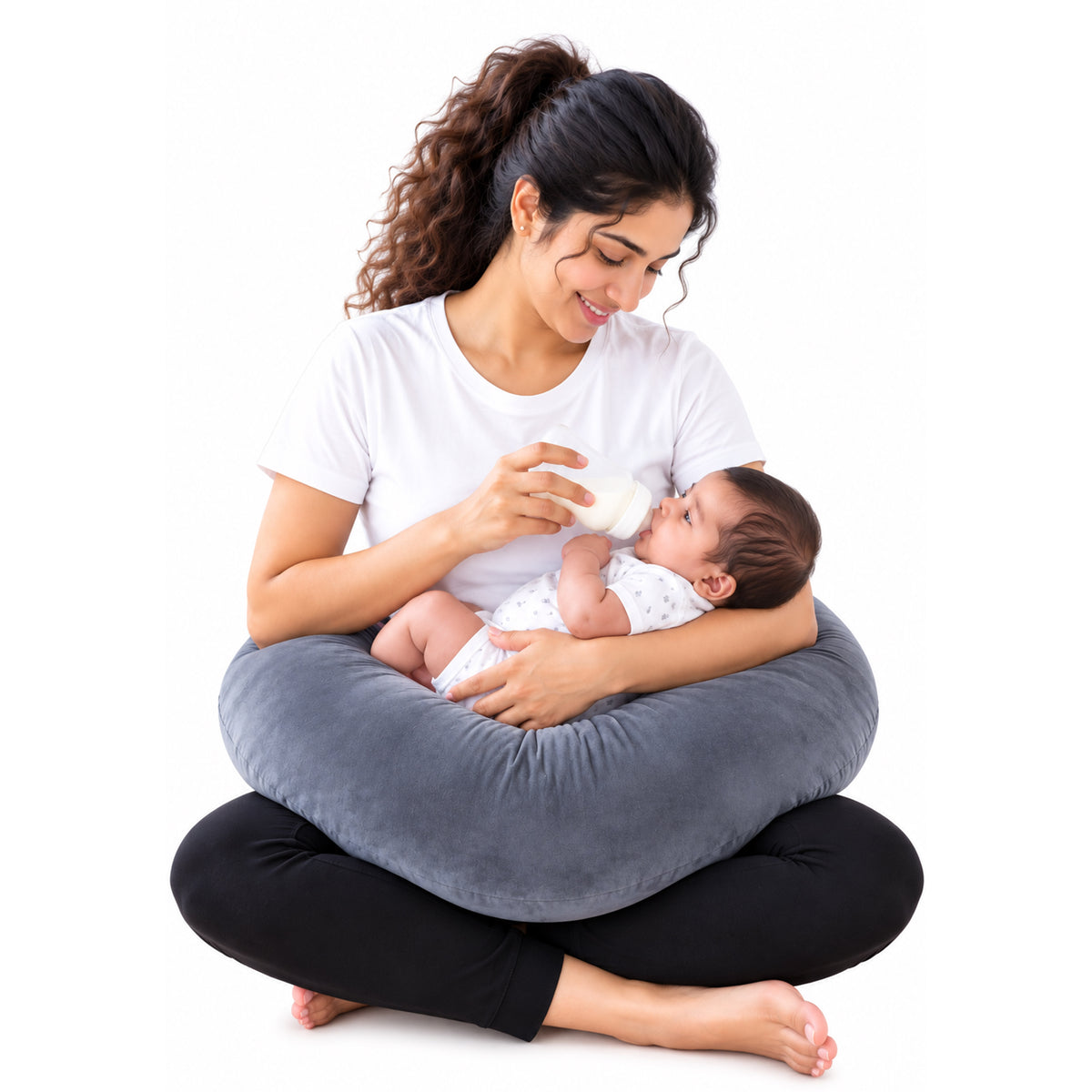 Baby Feeding Pillow | Soft Velvet | Grey