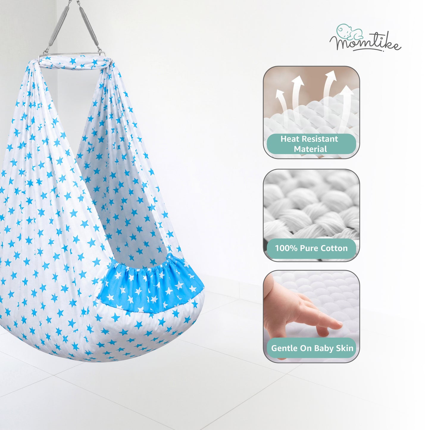 Momtike Pack of 5 Baby Bed Cradle | Full Set LT Blue Star