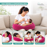 Baby Feeding Pillow | Soft Velvet | Dark Pink