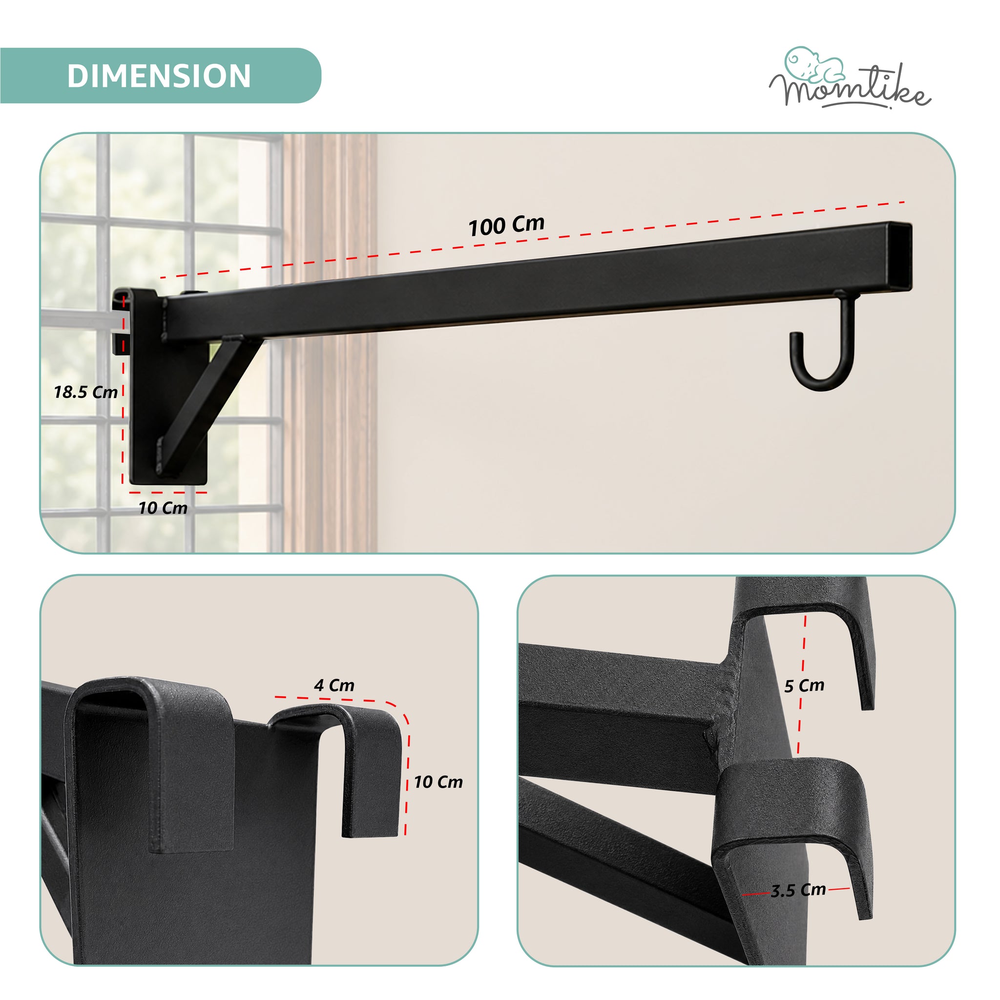 Window Cradle Hanger | 1 Meter | Black