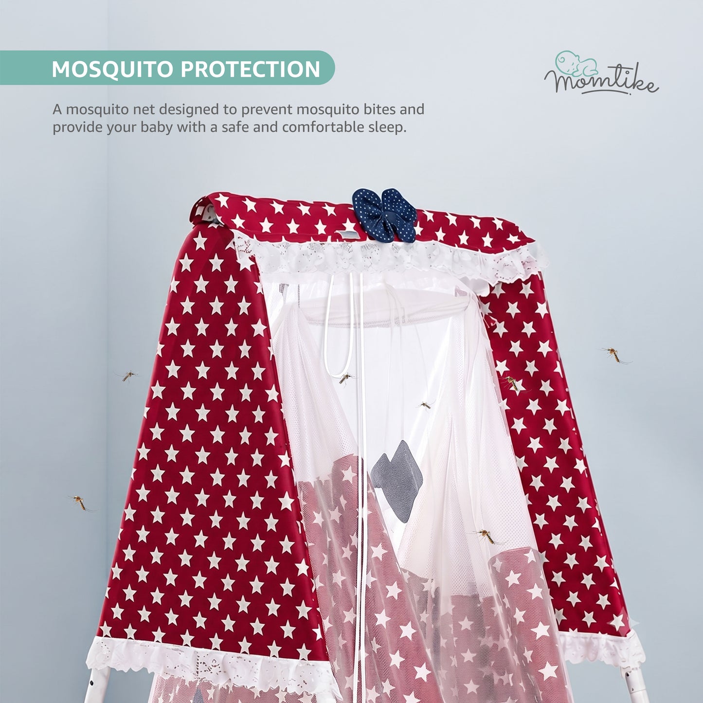 Baby Swing Cradle with Stand | Cotton Cloth, Mosquito Net & Pad | Up to 9kg