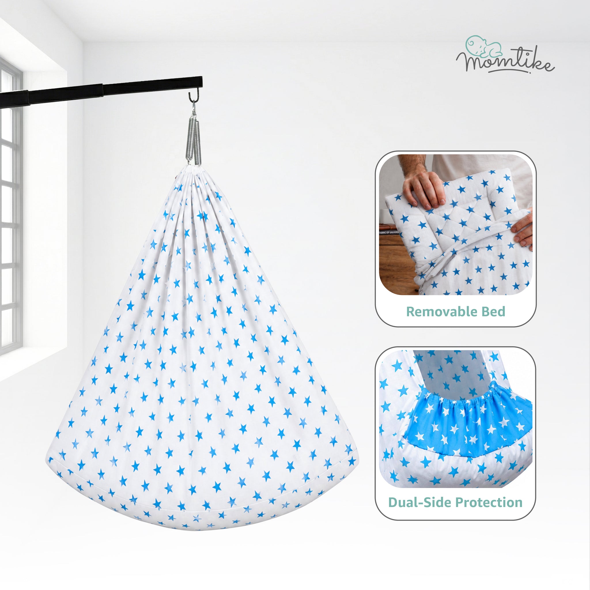 Momtike Pack of 5 Baby Bed Cradle | Full Set LT Blue Star