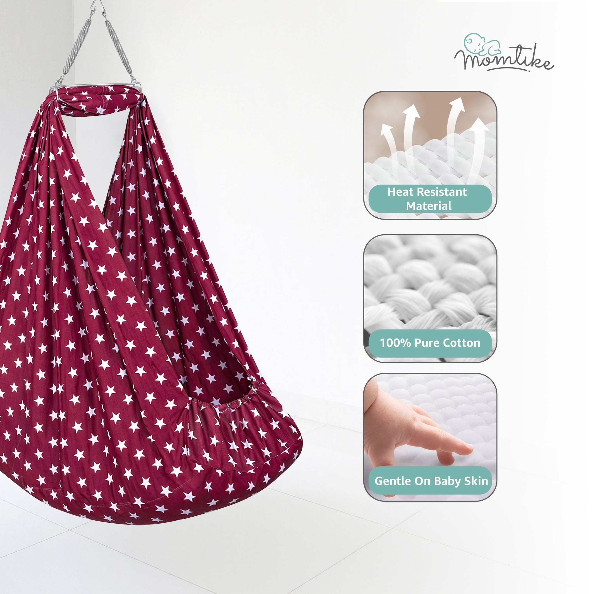 Momtike Pack of 6 Baby Bed Cradle | Full Set Maroon Star