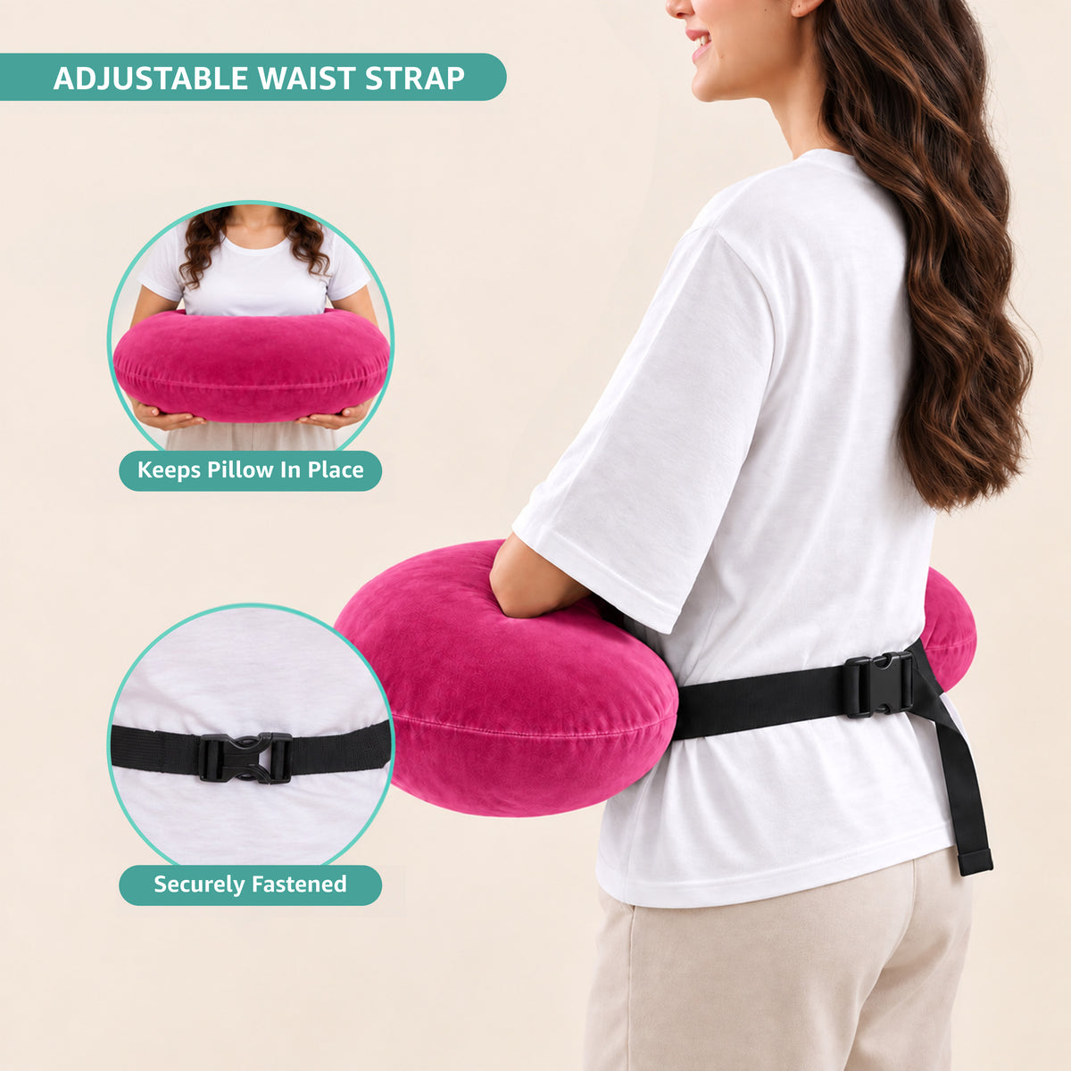 Baby Feeding Pillow | Soft Velvet | Dark Pink