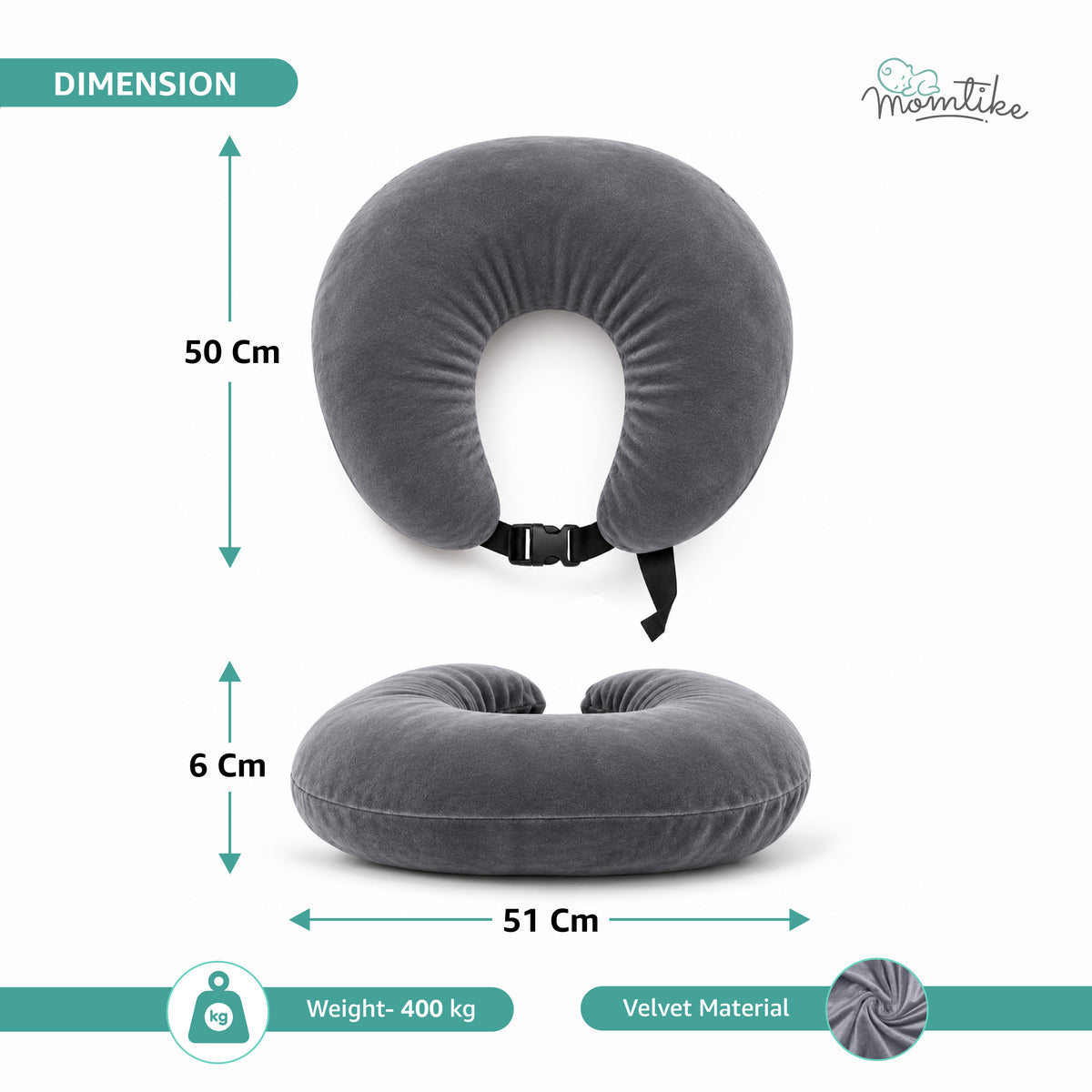 Baby Feeding Pillow | Soft Velvet | Grey
