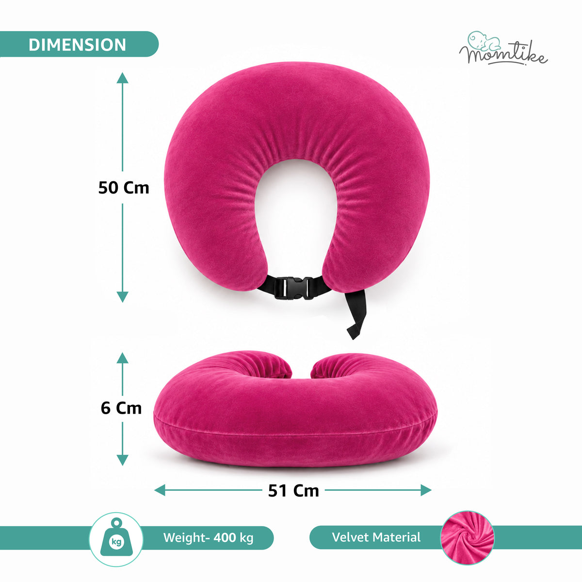 Baby Feeding Pillow | Soft Velvet | Dark Pink
