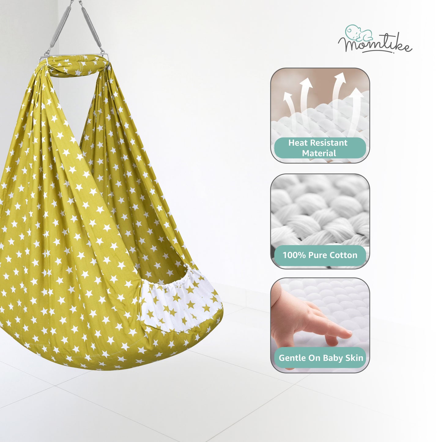 Momtike Pack of 6 Baby Bed Cradle | Full Set STAR MEHNDI WHITE