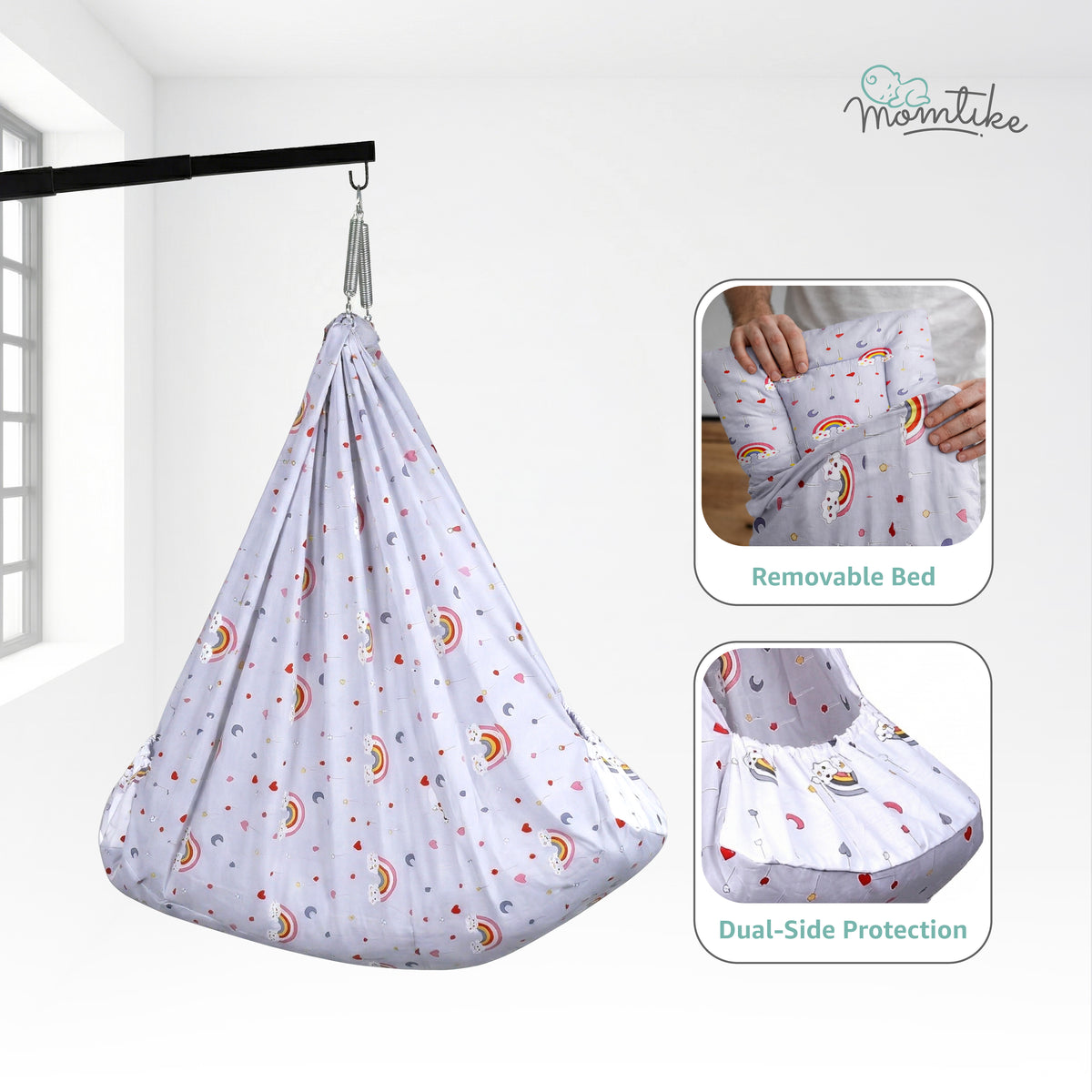 Momtike Pack of 6 Baby Bed Cradle | Full Set Rainbow Ash White