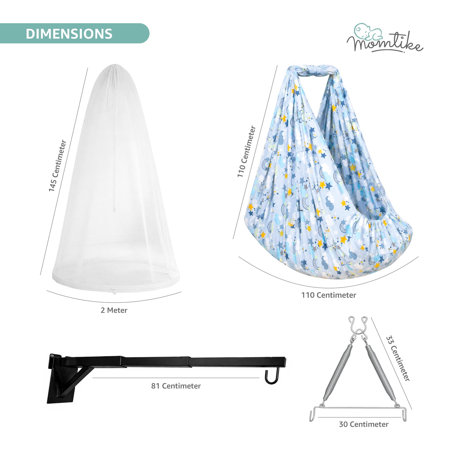 Momtike Pack of 5 Baby Bed Cradle | Full Set Sky Blue Print