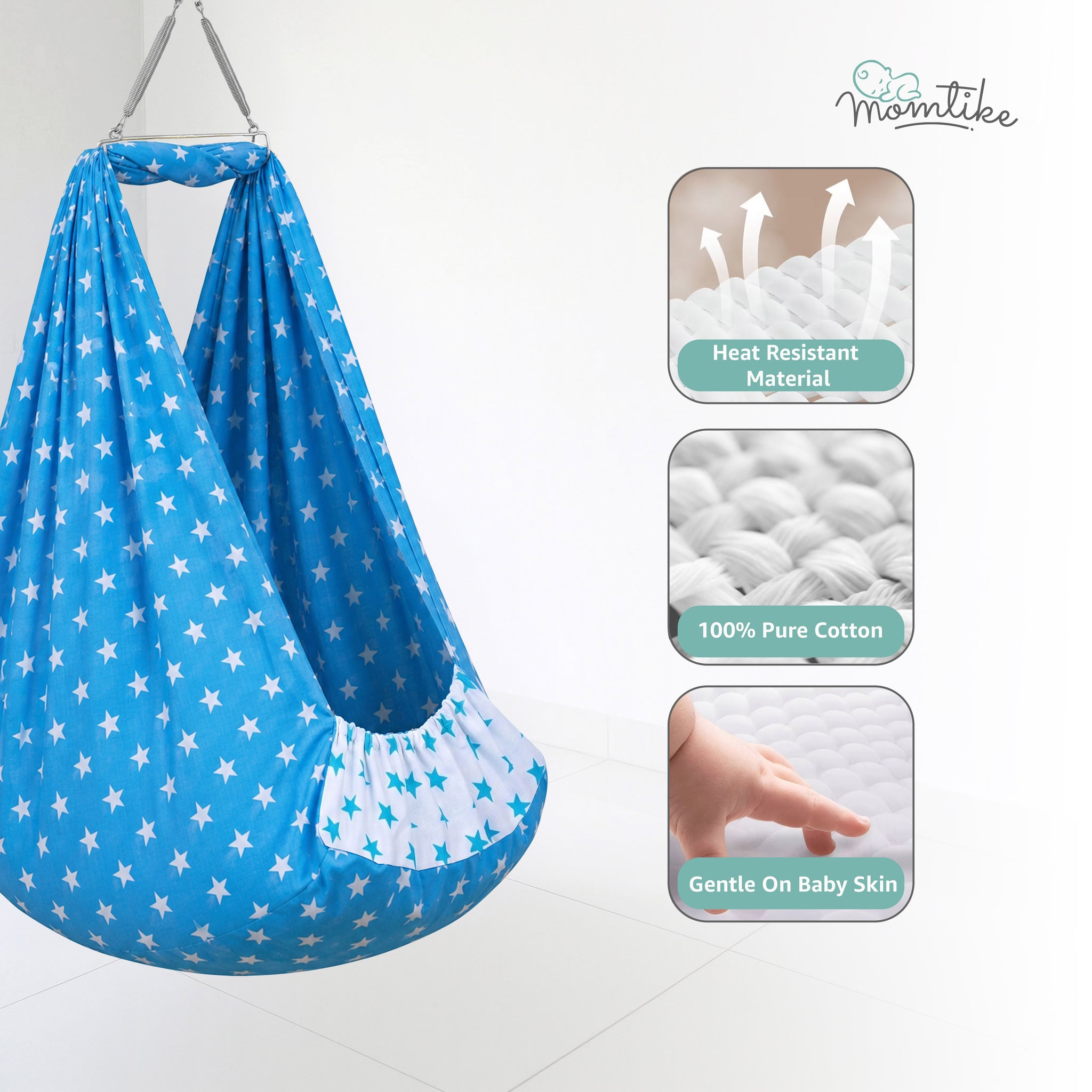Momtike Pack of 5 Baby Bed Cradle | Full Set Blue Star