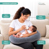 Baby Feeding Pillow | Soft Velvet | Grey