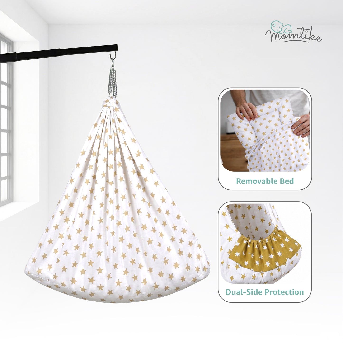 Momtike Pack of 5 Baby Bed Cradle | Full Set LT Green Star