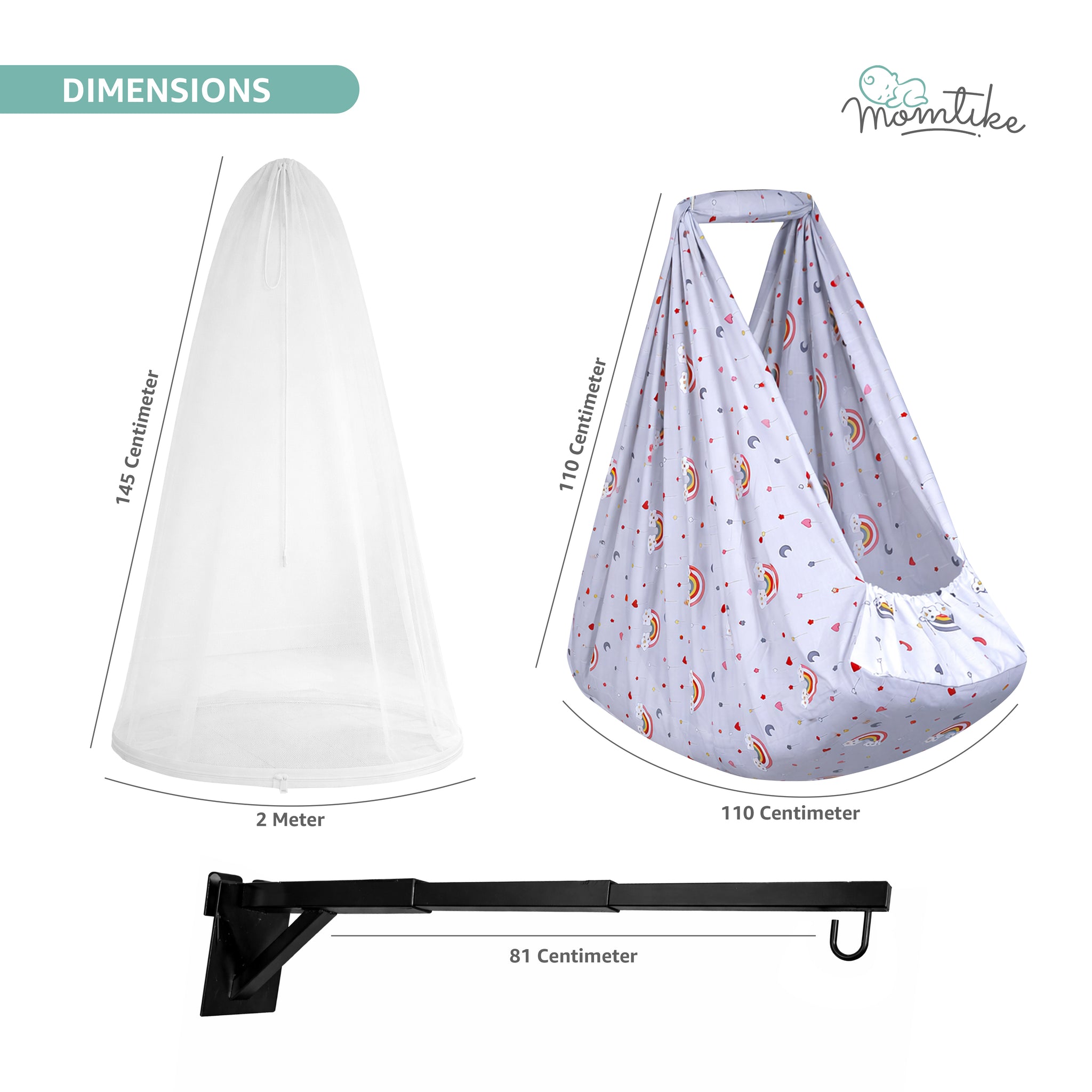 Momtike Pack of 6 Baby Bed Cradle | Full Set Rainbow Ash White