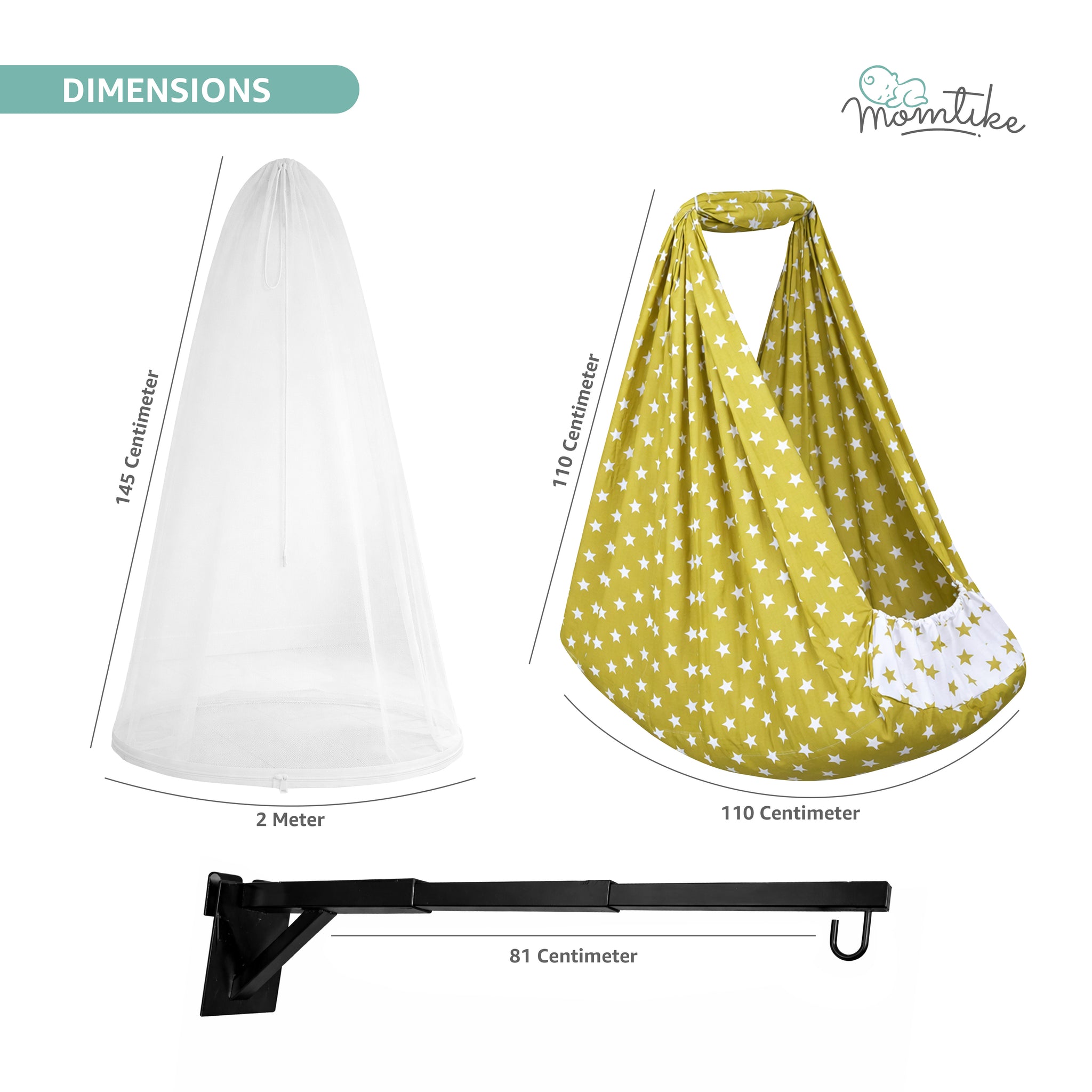 Momtike Pack of 6 Baby Bed Cradle | Full Set STAR MEHNDI WHITE