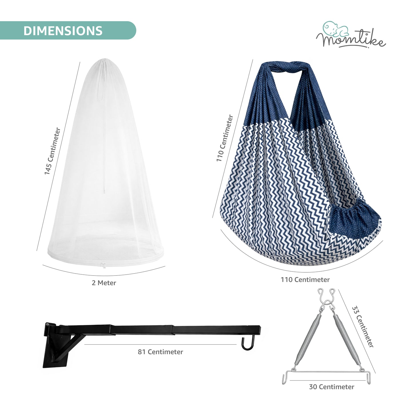 Momtike Pack of 6 Baby Bed Cradle | Full Set Navy Zigzag